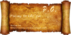 Palay Oriána névjegykártya
